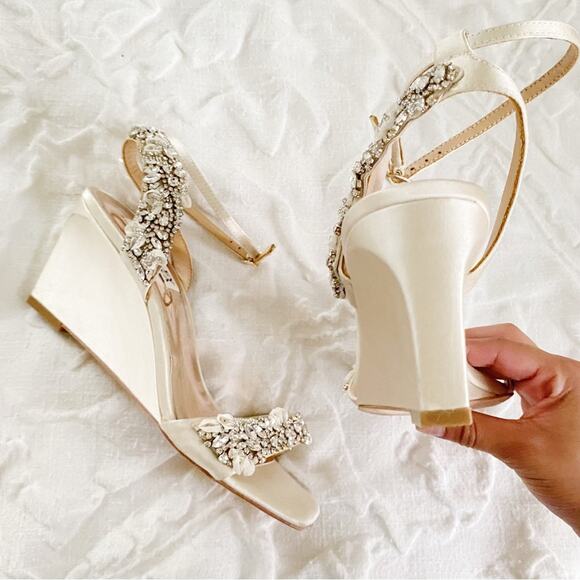 NIB* Badgley Mischka Blakely Rhinestone Wedge | Mercari Badgley Mischka Blakely Rhinestone Wedge Heel New $275